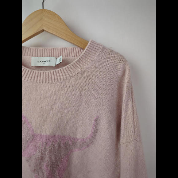 [SOLD] COACH Women's Sz US S REXY Pink Wool Cashmere Crewneck Pullover Sweater - Picture 2 of 8
